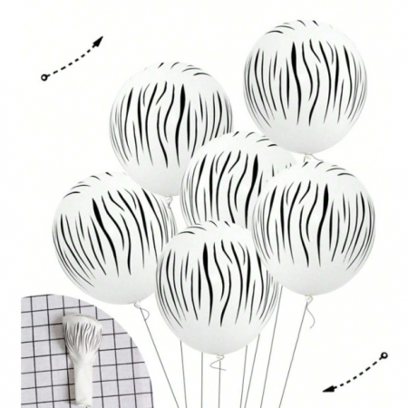 Set 10 Baloane din Latex, Model Party Animal Print, 3x Portocaliu, 3x Galben, 4x Alb, 23 cm, 1.4g [2]