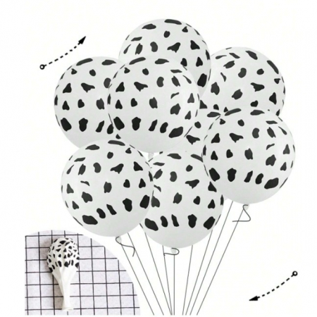Set 10 Baloane din Latex, Model Party Animal Print, 3x Portocaliu, 3x Galben, 4x Alb, 23 cm, 1.4g [6]