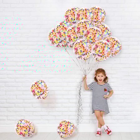 Set 10 Baloane din Latex, Model Party Confetti, 30 cm, Multicolore, 2.8 g [4]