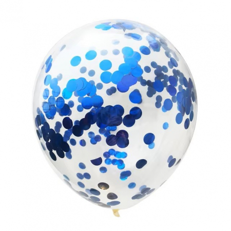 Set 10 Baloane din Latex, Model Party Confetti, 5 x Confetti, 5 x Albastru, 25 cm, 2.2g [1]