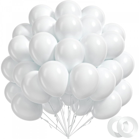 Set 10 Baloane din Latex Metalizate, Alb, Argintiu, 23 cm, 2.2 g [4]