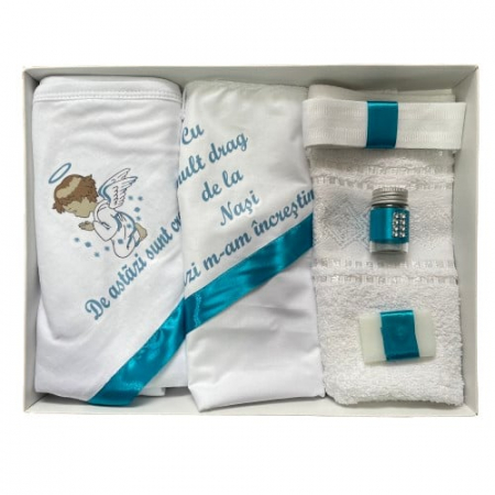 Trusouri botez - Trusou de botez, 6 piese Ingeras imprimat, albastru marin