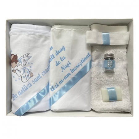 Trusouri botez - Trusou de botez, 6 piese Ingeras imprimat, bleu