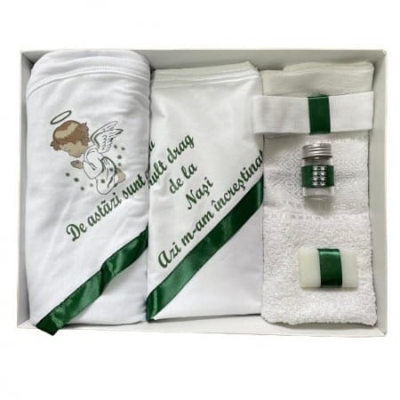 Trusouri botez - Trusou de botez, 6 piese Ingeras imprimat, verde