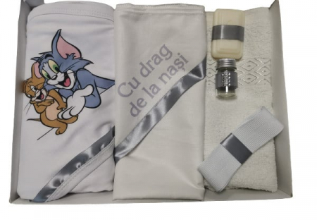 Trusouri botez - Trusou pentru botez, 6 piese, Tom & Jerry, gri