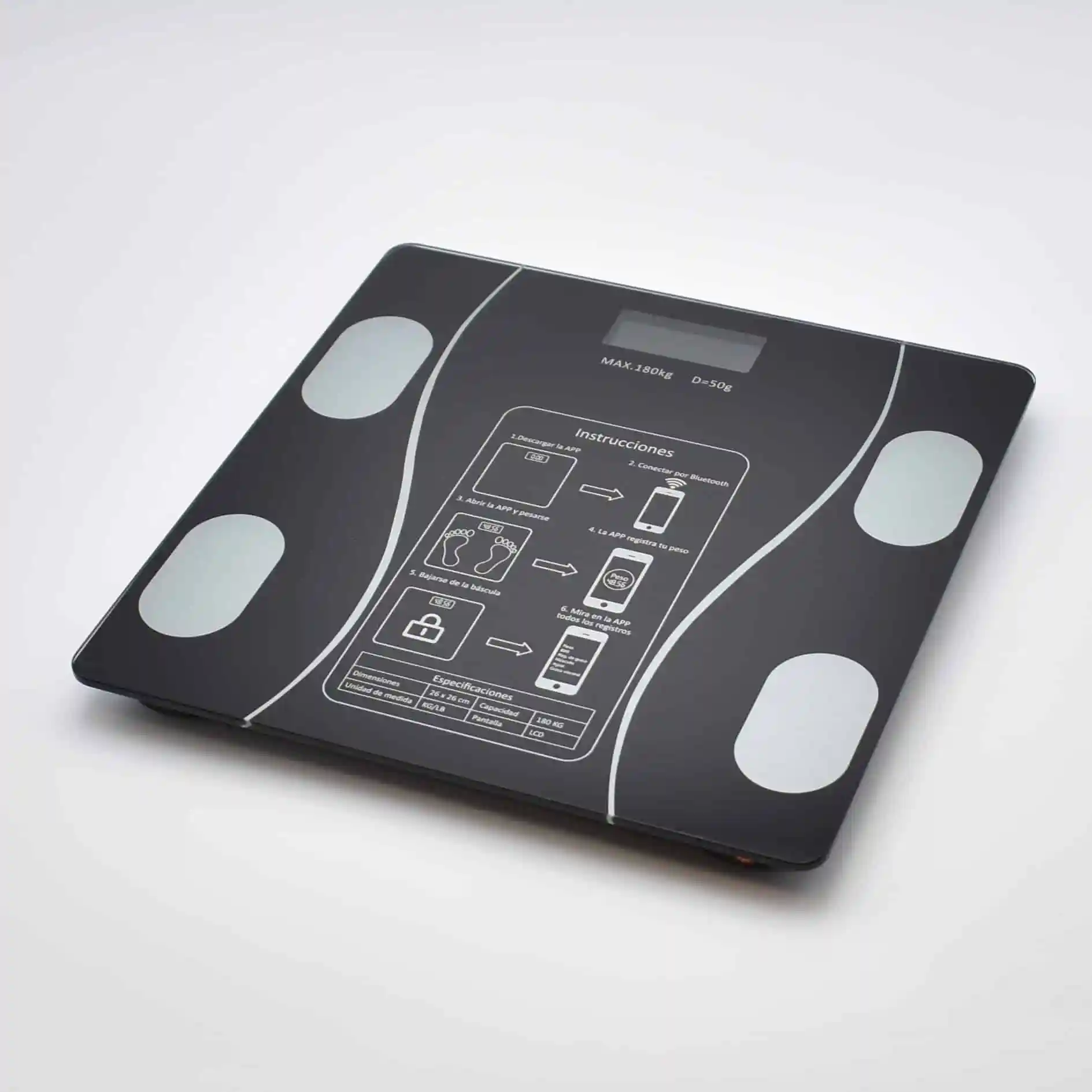 Cantar corporal ,sticlă securizată, capacitate 180kg, LCD, Bluetooth [1]