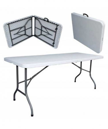 Masa de gradina dreptunghiulara, otel, alba 180cm [1]