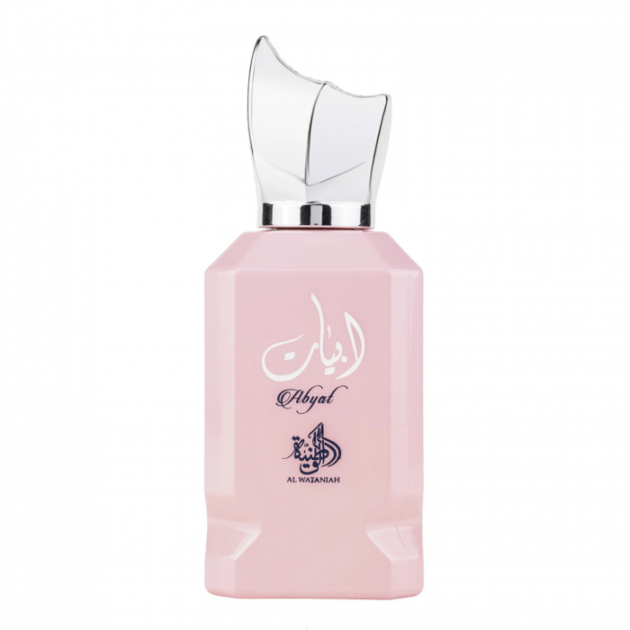 Abyat de la Al Wataniah este un parfum arabesc pentru femei de 100ml cu floare de portocal, tuberoză și vanilie de Madagascar, într-o compoziție florală și rafinată, cu bază caldă de mosc alb și cedru. [1]