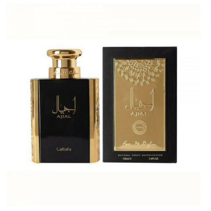 Ajial de la Lattafa este un parfum arabesc pentru bărbați de 100ml cu bergamotă, lavandă și patchouli, într-o compoziție lemnos-condimentată, elegantă și persistentă, cu bază caldă de mosc și chihlimbar. [2]