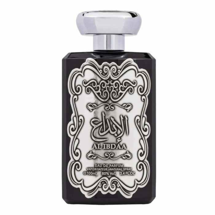 Al Ibdaa de la Ard Al Zaafaran este un parfum arabesc pentru bărbați, 100ml, cu lavandă, flori de portocal și cedru, o aromă elegantă, proaspătă și masculină. [1]