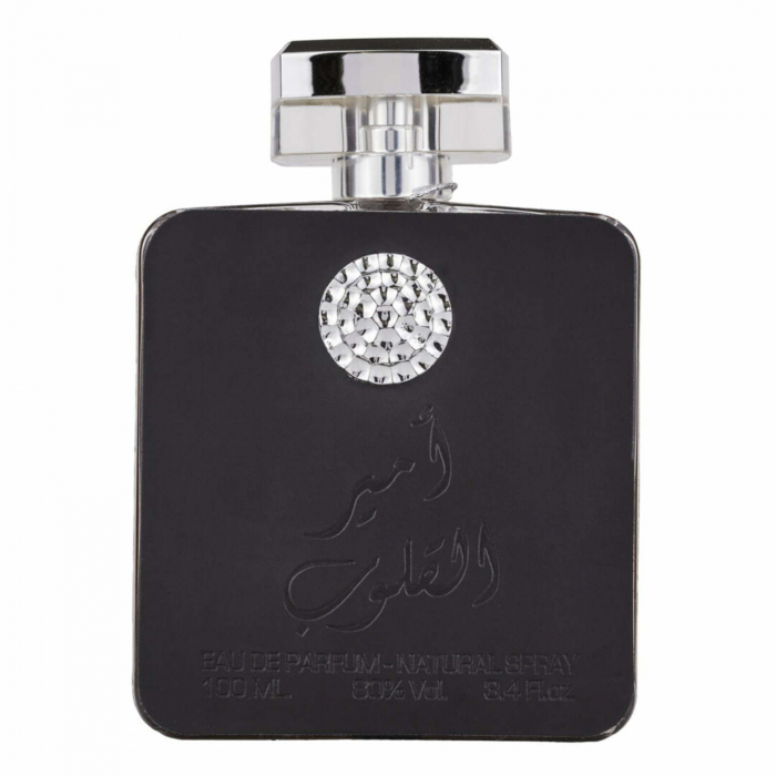 Ameer Al Quloob de la Ard Al Zaafaran, parfum arabesc unisex, 100ml, cu mandarină, cardamom și lemn de santal – proaspăt și elegant. [1]