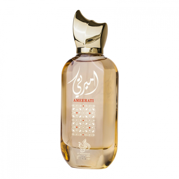 Ameerati de la Al Wataniah este un parfum arabesc pentru femei de 100ml, cu citrice, mosc și note lemnoase, într-o compoziție proaspătă și elegantă. [2]