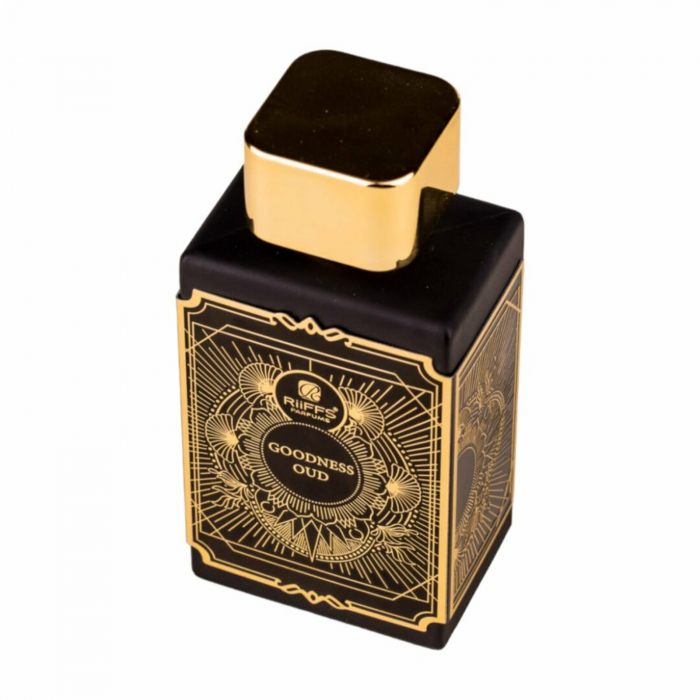 Goodness Oud Black de la Riiffs este un parfum arabesc unisex, 100ml, cu lavandă, oud și patchouli – intens, oriental și echilibrat. [3]