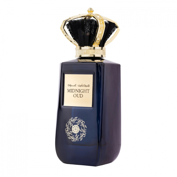 Midnight Oud de la Ard Al Zaafaran este un parfum arabesc unisex, 100ml, cu oud, scorțișoară și cuișoare, o aromă oriental-condimentată puternică și elegantă. [2]