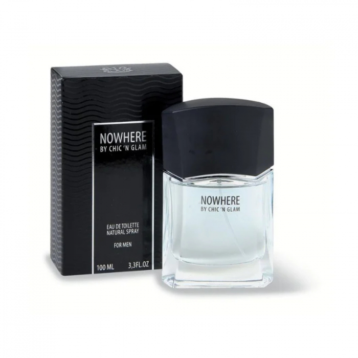 Nowhere de la Chic’n Glam este un parfum arabesc pentru bărbați, 100ml, cu mandarină, floare de portocal și ambra, o aromă proaspătă, caldă și de zi. [4]