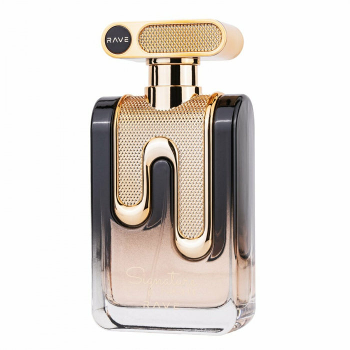 Signature Night de la Rave este un parfum arabesc pentru femei, 100ml, cu bergamotă, crin și ambră, o aromă floral-orientală caldă și seducătoare, perfectă pentru seară. [2]