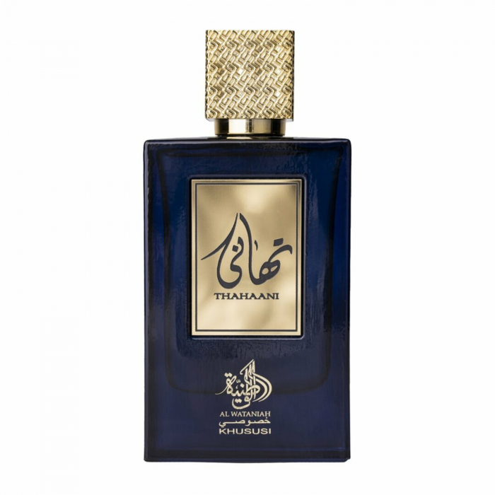 Thahaani de la Al Wataniah este un parfum arabesc pentru bărbați, 100ml, cu note florale, lemn de santal și ambra – rafinat și complex. [1]