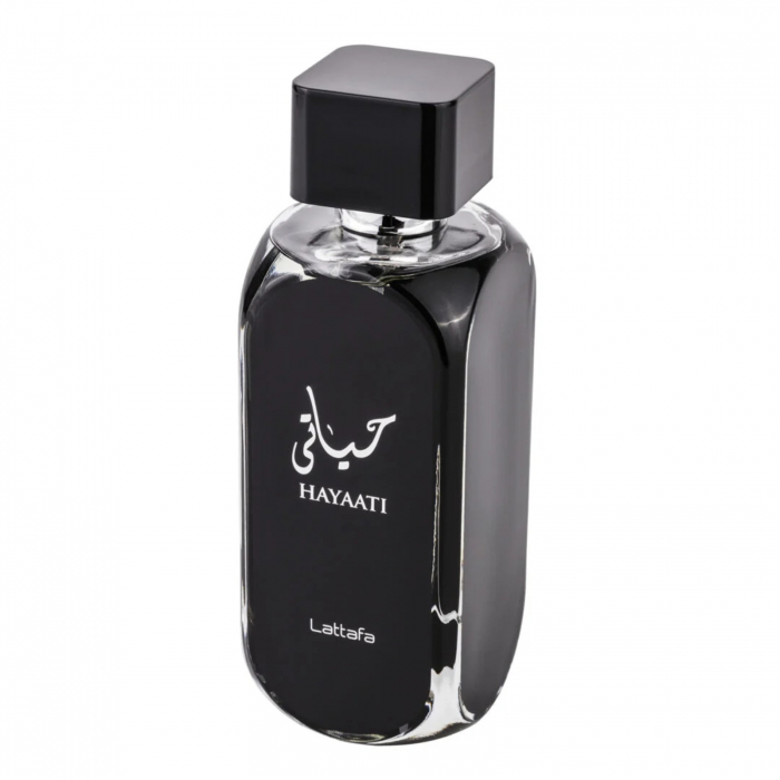 Hayaati de la Ard Al Zaafaran este un parfum arabesc pentru bărbați, 100ml, cu aroma de ciocolată, oud și paciuli, o compoziție lemnoasă, caldă și rafinată. [3]