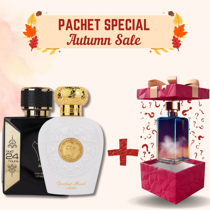 Set Oud 24 Hours + Opulent Musk + Parfum Surpriză, 3x100ml – parfumuri arabești gurmande și florale, cu ciocolată, vanilie și mosc. [1]
