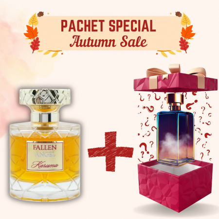 Pachete Speciale - Parfum Surpriză - Pachet Fallen Angel de la Asten + Parfum Surpriză, 2x100ml – parfumuri cu cognac, scorțișoară, tonka și vanilie – unisex, calde și sofisticate.