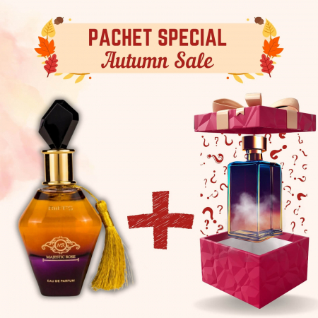 Pachete Speciale - Parfum Surpriză - Majestic Rose de la Riiffs + Parfum Surpriză, 2x100ml – parfumuri arabești florale și gurmande, cu pară, tonka și vanilie – calde și rafinate.