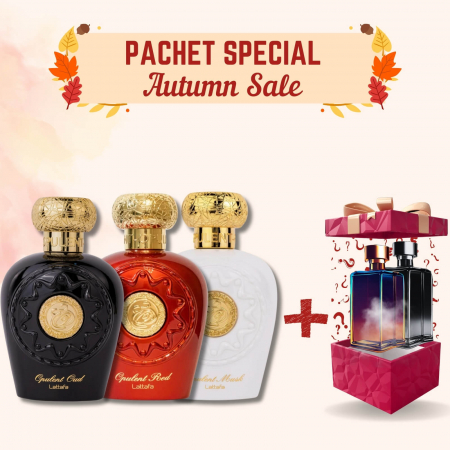 Pachete Speciale - Parfum Surpriză - Pachet Opulent Oud + Opulent Red + Opulent Musk + 2x Surpriză, 5x100ml – parfumuri arabești sofisticate, orientale și persistente.