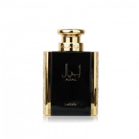 Parfumuri bărbați - Ajial de la Lattafa este un parfum arabesc pentru bărbați de 100ml cu bergamotă, lavandă și patchouli, într-o compoziție lemnos-condimentată, elegantă și persistentă, cu bază caldă de mosc și chihlimbar.