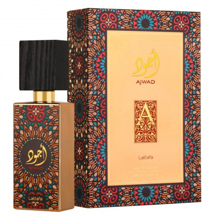 Ajwad de la Lattafa este un parfum arabesc pentru femei de 60ml cu bergamotă, trandafir și vanilie, într-o compoziție floral-orientală caldă, ușor gurmandă și persistentă, inspirată din Xerjoff More than Words. [3]
