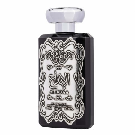 Al Ibdaa de la Ard Al Zaafaran este un parfum arabesc pentru bărbați, 100ml, cu lavandă, flori de portocal și cedru, o aromă elegantă, proaspătă și masculină. [1]