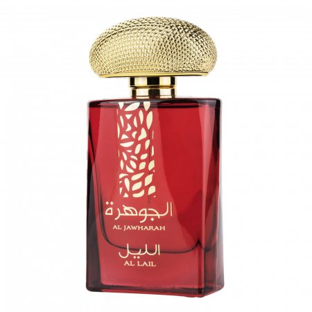 Parfumul Al Jawharah Al Lail de la Suroori este un parfum arabesc pentru femei, 100ml, cu note fructate de guava și piersici, flori de lotus și trandafiri, pe o bază caldă de mosc și mango, creând o senzație proaspătă, feminină și elegantă. [1]