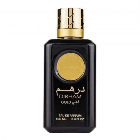 Parfumuri femei - Dirham Gold de la Ard Al Zaafaran este un parfum arabesc unisex, 100ml, cu aroma de ananas, trandafir și tonka, o compoziție floral-orientală intensă și lemnoasă.