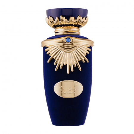 Parfumuri bărbați - Emaan de la Lattafa este un parfum arabesc pentru bărbați, 100ml, cu bergamotă, iasomie și vanilie, o aromă elegantă, floral-lemnoasă și persistentă.