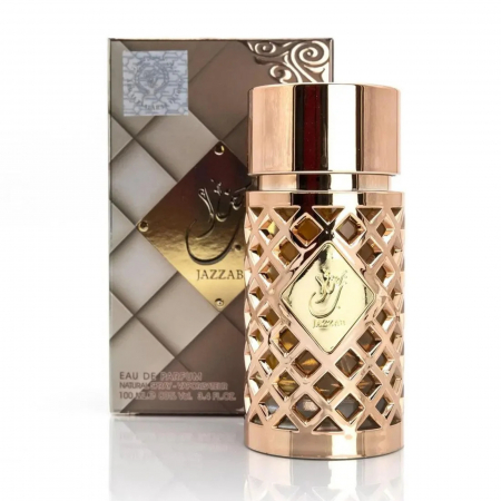 Jazzab Gold de la Ard Al Zaafaran este un parfum arabesc pentru femei, 100ml, cu aroma de fructe, trandafir și vanilie, floral-oriental, cald și rafinat. [2]