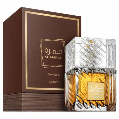 Lattafa - Khamrah Qahwa de la Lattafa este un parfum arabesc unisex, 100ml, cu cafea, praline și ghimbir – o aromă intensă, gurmandă și picantă, cu note orientale moderne.
