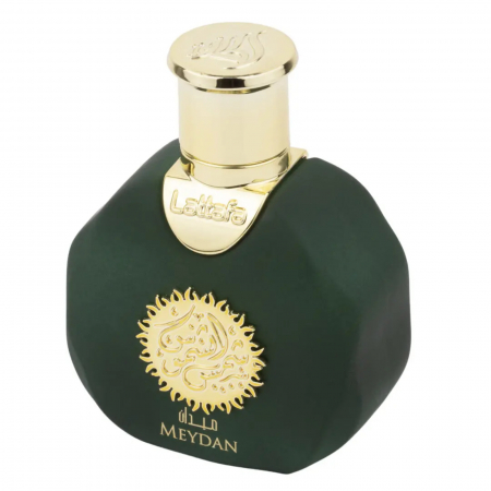 Meydan Shamoos de la Lattafa este un parfum arabesc unisex, 35ml, cu lavandă, tabac și piele, o compoziție orientală elegantă, compactă și intensă. [2]
