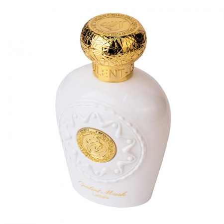 Opulent Musk de la Lattafa, parfum arabesc pentru femei, 100ml – o compoziție intensă cu mosc alb, iasomie și rășini lemnoase, dedicată celor care adoră arome îndrăznețe și elegante. [2]