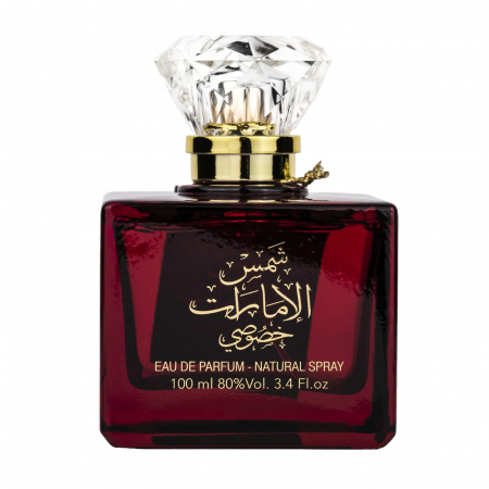 Ard Al Zaafaran - Shams Al Emarat Khususi de la Ard Al Zaafaran este un parfum arabesc pentru femei, 100ml, cu vanilie, flori și caramel, o aromă dulce-orientală și persistentă.