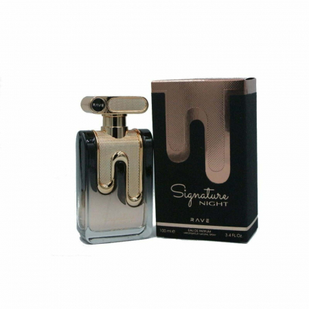 Signature Night de la Rave este un parfum arabesc pentru femei, 100ml, cu bergamotă, crin și ambră, o aromă floral-orientală caldă și seducătoare, perfectă pentru seară. [3]