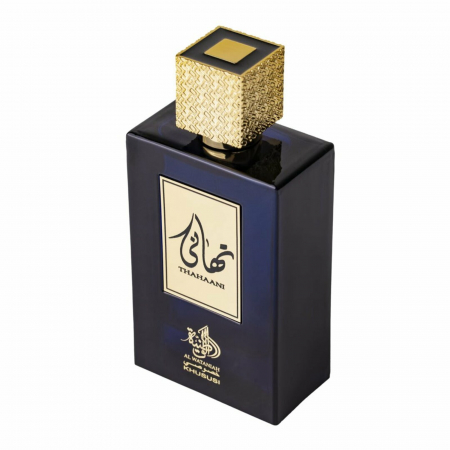 Thahaani de la Al Wataniah este un parfum arabesc pentru bărbați, 100ml, cu note florale, lemn de santal și ambra – rafinat și complex. [2]