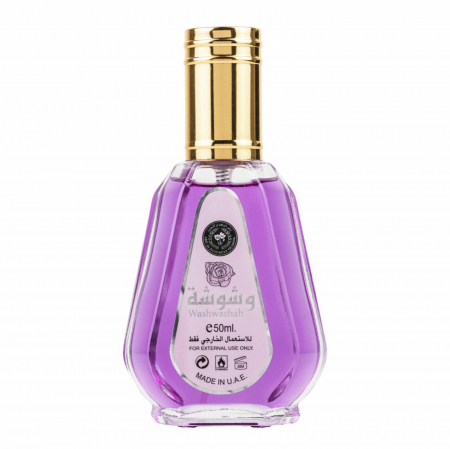 Ard Al Zaafaran - Washwashah de la Ard Al Zaafaran este un parfum arabesc pentru femei, 50ml, cu zmeură, tuberoză și tonka, o aromă floral-fructată, feminină și rafinată.