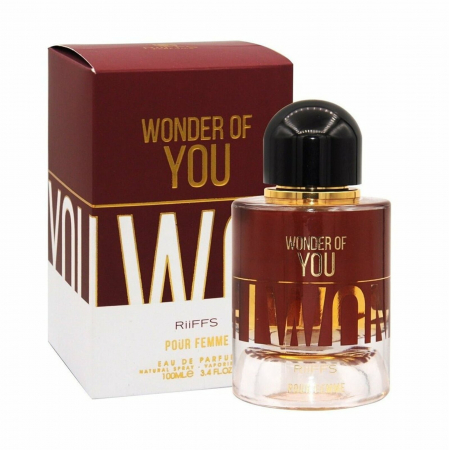 Wonder Of You de la Riiffs este un parfum arabesc pentru femei, 100ml, cu zmeură, trandafir și vanilie – delicat, dulce și rafinat. [2]