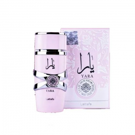 Yara de la Lattafa este un parfum arabesc pentru femei, 100ml, cu bergamotă, lăcrămioare și vanilie, o aromă floral-fructată, delicată și caldă. [3]
