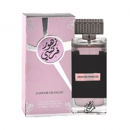 Zahoor Francee de la Ard Al Zaafaran este un parfum arabesc pentru femei, 100ml, cu trandafir, iris și oud, o aromă floral-lemnoasă, clasică și rafinată. [4]