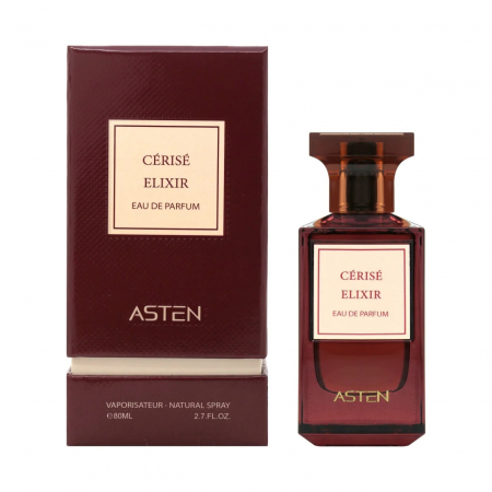 Parfumuri unisex - Cerise Elixir de la Asten este un parfum arabesc unisex de 100ml cu cireșe, migdale și vanilie, într-o compoziție gurmandă și senzuală, inspirată din Lost Cherry de la Tom Ford.