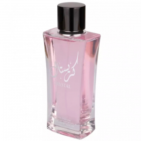 Crystal de la Ahlam este un parfum arabesc pentru femei, 100ml, cu fructe de pădure, flori albe și mosc alb – elegant, cald și feminin. [2]