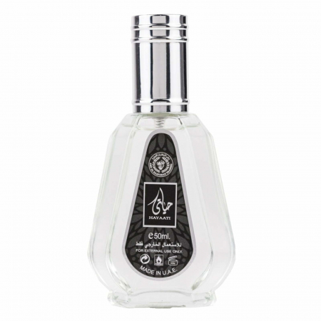 Ard Al Zaafaran - Hayaati Men de la Ard Al Zaafaran este un parfum arabesc pentru bărbați, 50ml, cu bergamotă, cedru și ambră – o aromă lemnoasă, condimentată și persistentă.