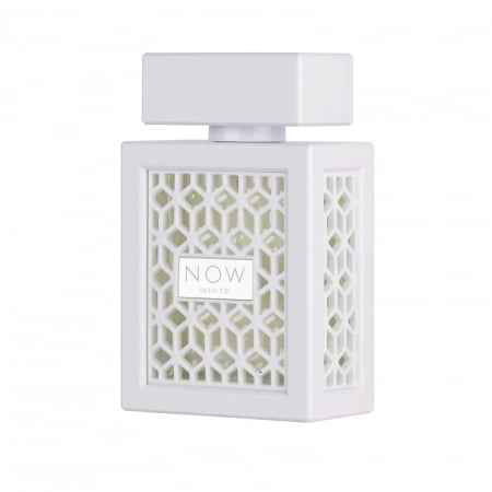 Now White de la Rave este un parfum arabesc unisex, 100ml, cu grapefruit, măr verde și mosc, o compoziție proaspăt-orientală, echilibrată și modernă. [1]