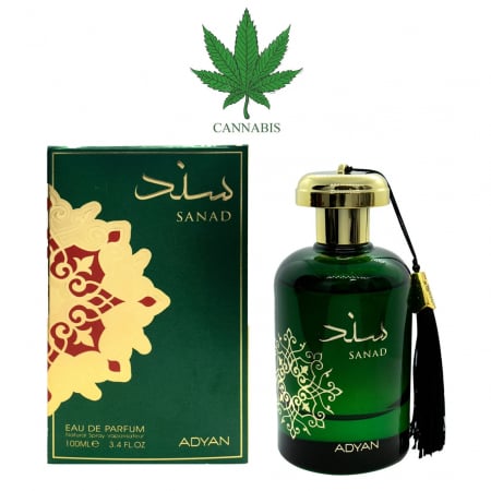 Parfumuri femei - Sanad de la Adyan este un parfum arabesc unisex de 100ml cu canabis, tutun și oud alb, într-o compoziție profundă și misterioasă, cu o bază caldă de ambră și lemn prețios.
