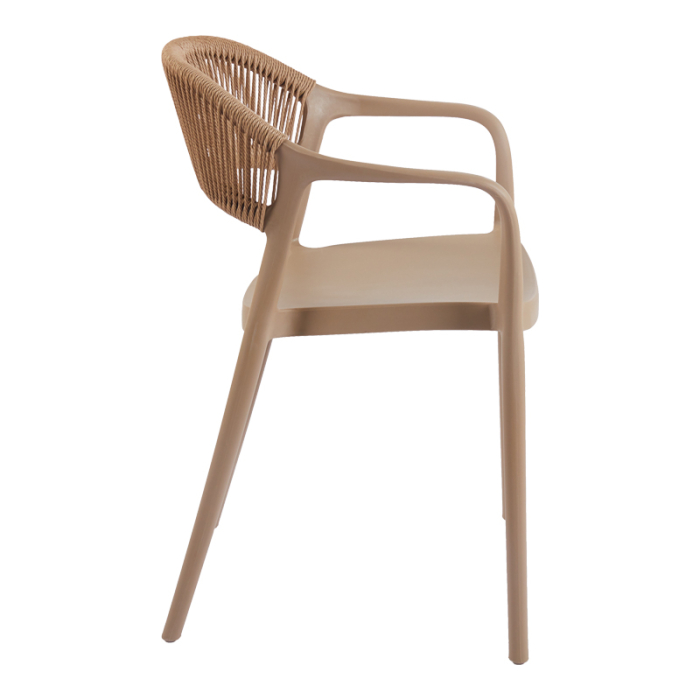 94 Scaun suprapozabil ANKARA din pipipropilena pe culoare mocha și culoare ratan sintetic naturală 54x55.5x77cm [2]