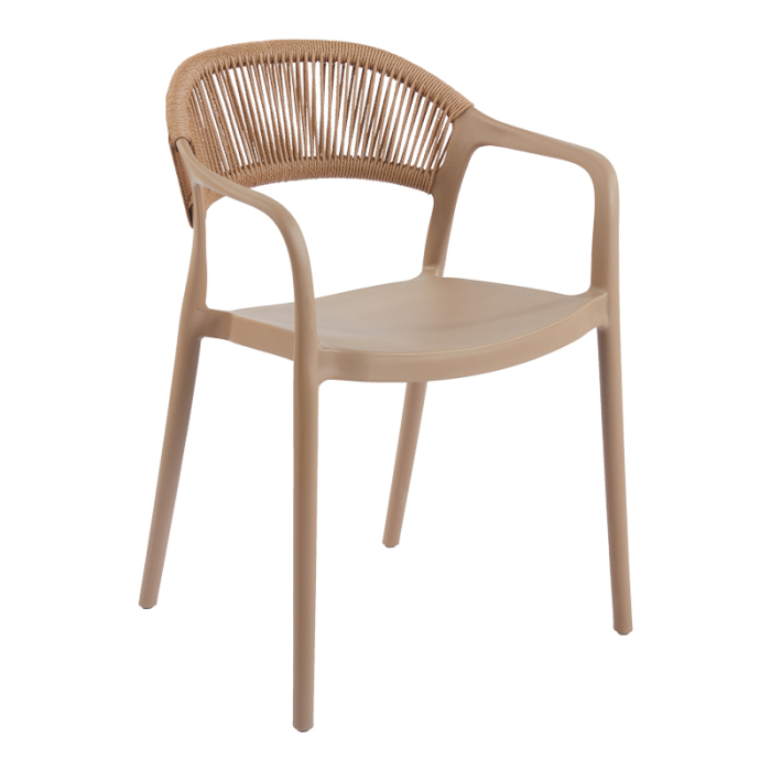 94 Scaun suprapozabil ANKARA din pipipropilena pe culoare mocha și culoare ratan sintetic naturală 54x55.5x77cm [8]